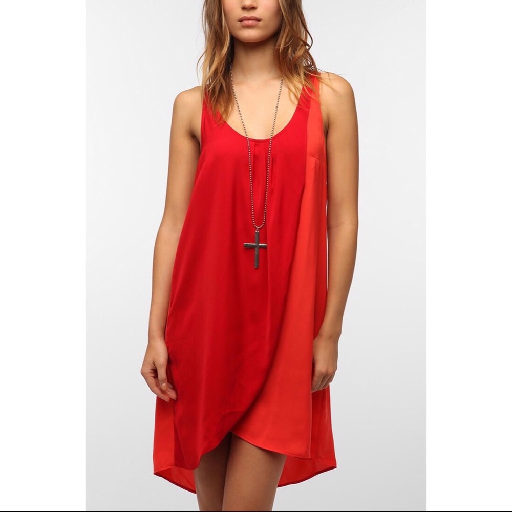 UO Silence + Noise Silky Ruffle Front Dress XS | (1099-B10)